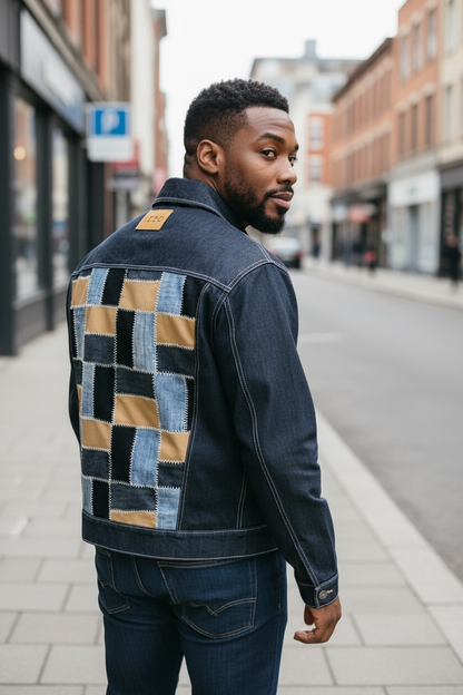 Veste Trucker Patchwork – “BLUEPRINT”