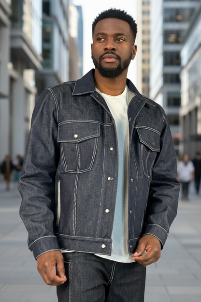 Veste Trucker Patchwork – “BLUEPRINT”